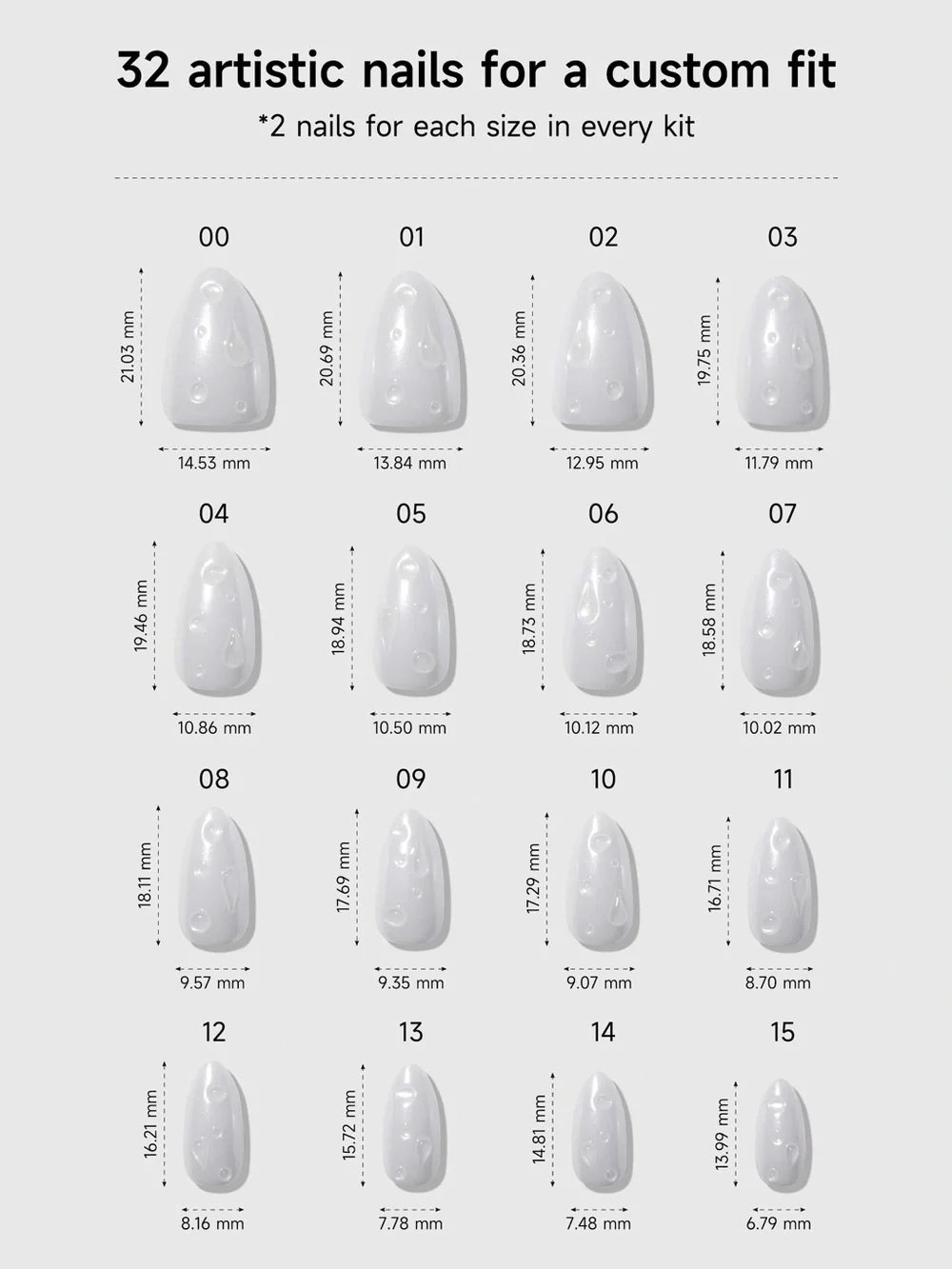 NIB Celebritips Glazing Drops Pearl Chrome Almond Press On Nails 32pc